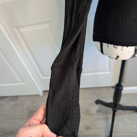 Free People Black Textured Knit Top - Picture 3 of 5